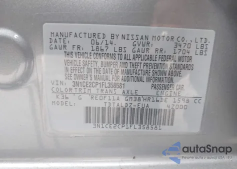 2015 Nissan Versa Note Sv из США, поврежденный, VIN 3N1CE2CP1FL358581